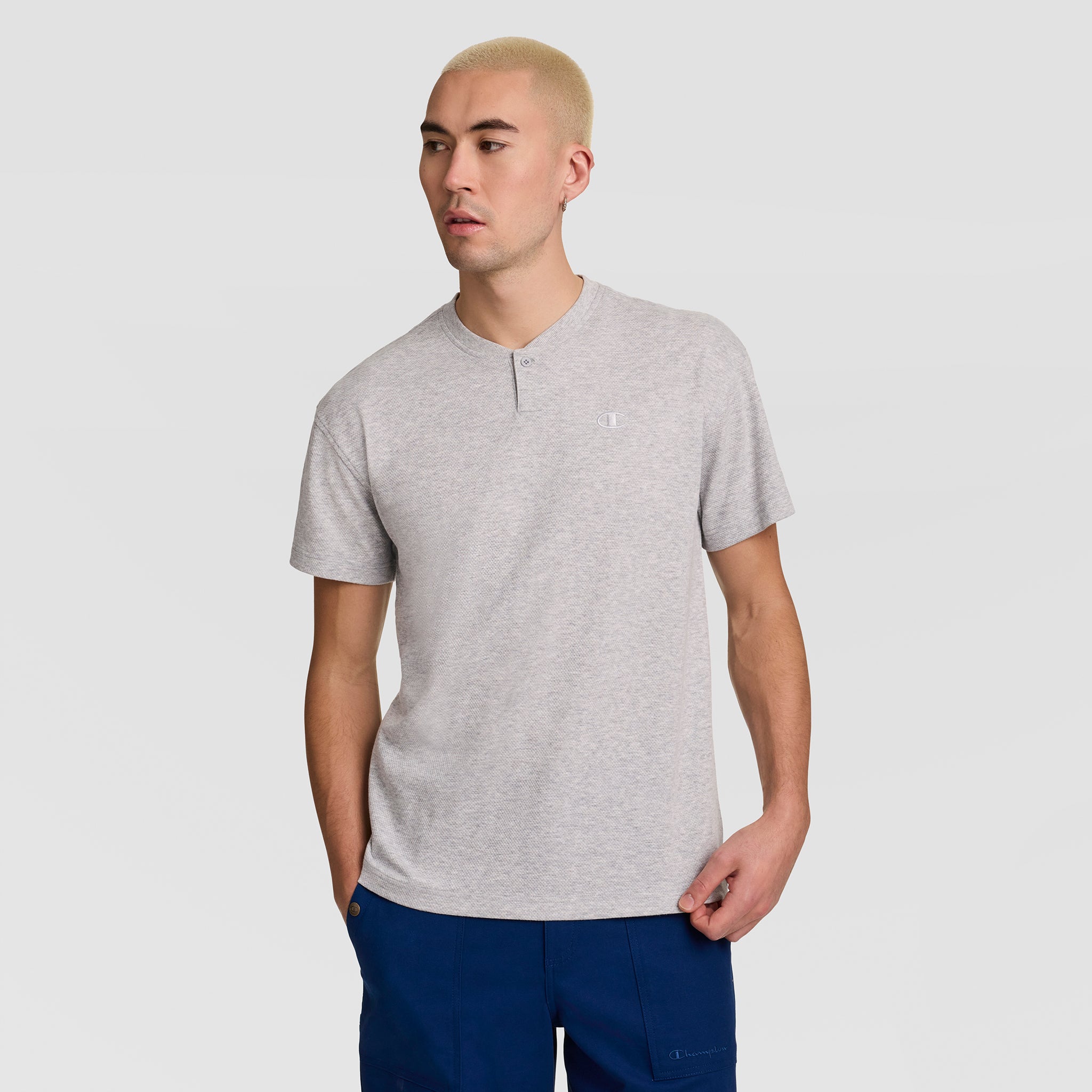 Textured Henley, C Logo