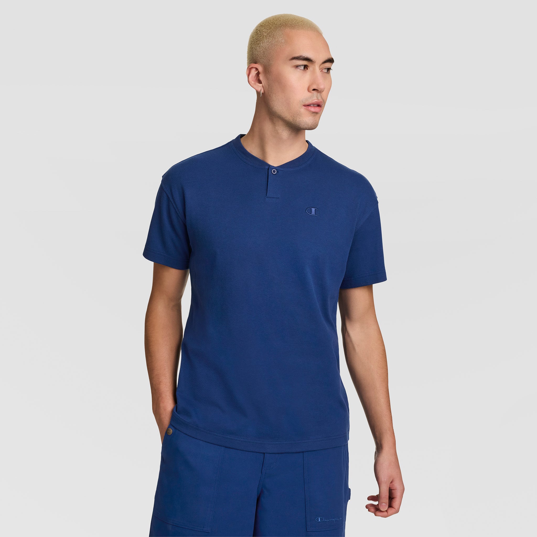 Textured Henley, C Logo